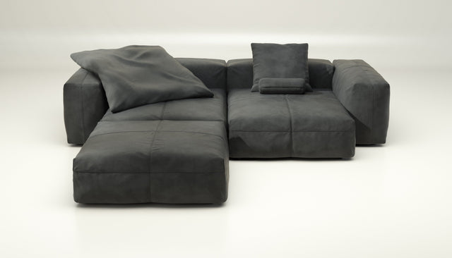 vetsak | Sofa Set 03 - leather - dark grey | Modular Sofa | 3.5 Seater | Big Sofa | Corner Sofa