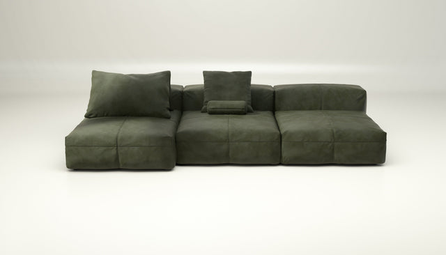 vetsak | Sofa Set 04 - leather - olive | Modular Sofa | 5 Seater | Big Sofa