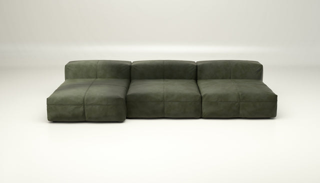 vetsak | Sofa Set 04 - leather - olive | Modular Sofa | 5 Seater | Big Sofa
