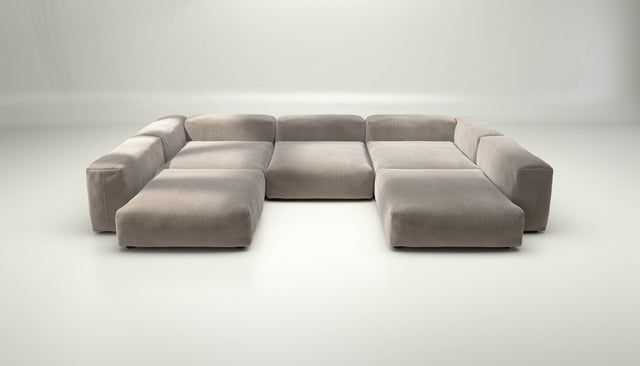 vetsak | Sofa Set 06 - cord velour - platinum | Modular Sofa | 6.5 Seater | Big Sofa | U-Shape | Corner Sofa