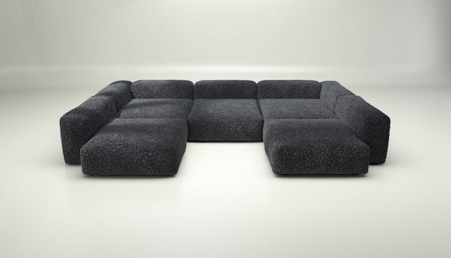 vetsak | Sofa Set 06 - doodle - dark grey | Modular Sofa | 6.5 Seater | Big Sofa | U-Shape | Corner Sofa