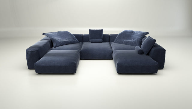 vetsak | Sofa Set 06 - suave - navy | Modular Sofa | 6.5 Seater | Big Sofa | U-Shape | Corner Sofa