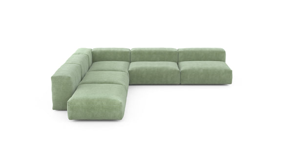 Preset five module corner sofa - cord velours - duck egg - 325cm x 325cm