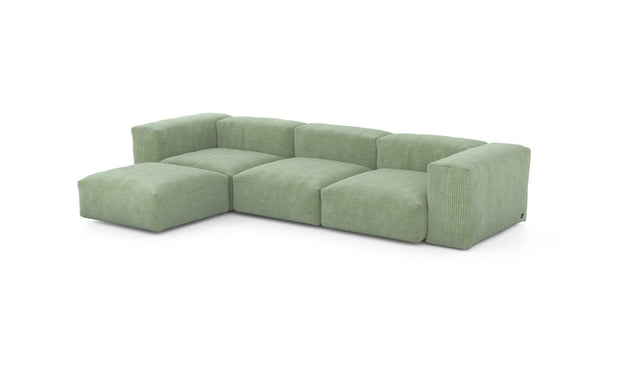 Preset four module chaise sofa - cord velours - duck egg - 314cm x 199cm