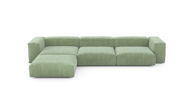 Preset four module chaise sofa - cord velours - duck egg - 377cm x 241cm