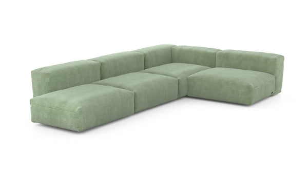 Preset four module corner sofa - cord velours - duck egg - 220cm x 346cm