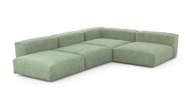 Preset four module corner sofa - cord velours - duck egg - 241cm x 346cm