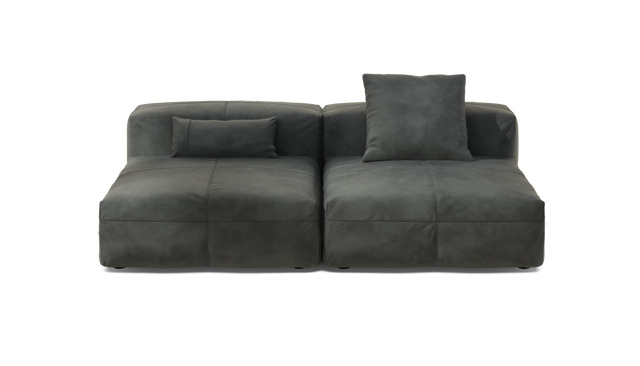 vetsak | Sofa Set 01 Large - Leather - Dark Grey | Modular Sofa | 3.5 Seater