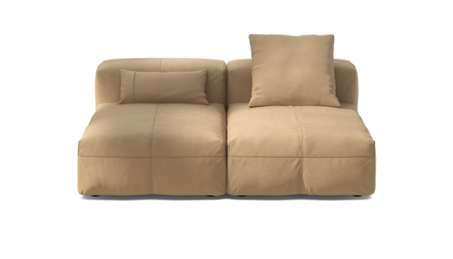 vetsak | Sofa Set 01 Medium - Leather - Beige | Modular Sofa | 2.5 Seater