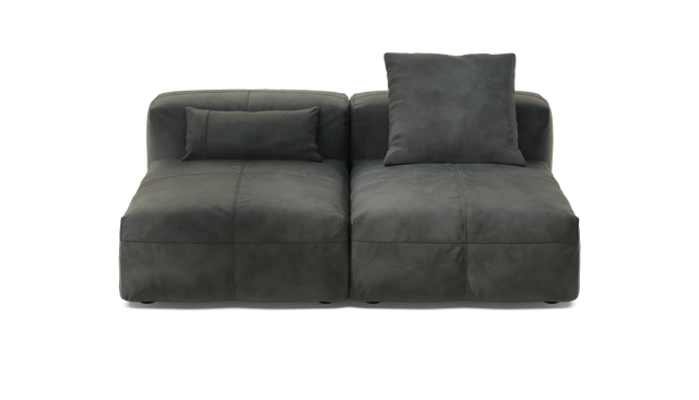 vetsak | Sofa Set 01 Medium - Leather - Dark Grey | Modular Sofa | 2.5 Seater
