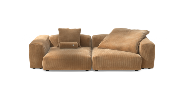 vetsak | Sofa Set 02 Large - Cord Velour - Camel | Modular Sofa | 3.5 Seater | Big Sofa