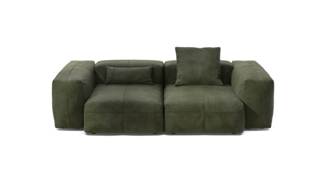 vetsak | Sofa Set 02 Medium - Leather - Olive | Modular Sofa | 2.5 Seater | Big Sofa