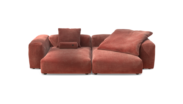 vetsak | Sofa Set 02 XLarge - Cord Velour - Brick | Modular Sofa | 3.5 Seater | Big Sofa