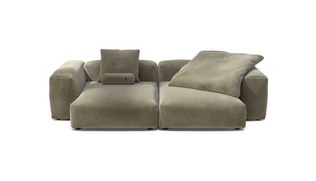 vetsak | Sofa Set 02 XLarge - Cord Velour - Khaki | Modular Sofa | 3.5 Seater | Big Sofa