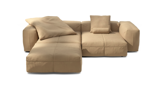 vetsak | Sofa Set 03 - Leather - Beige | Modular Sofa | 3.5 Seater | Big Sofa | Corner Sofa