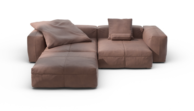 vetsak | Sofa Set 03 - Leather - Stone | Modular Sofa | 3.5 Seater | Big Sofa | Corner Sofa