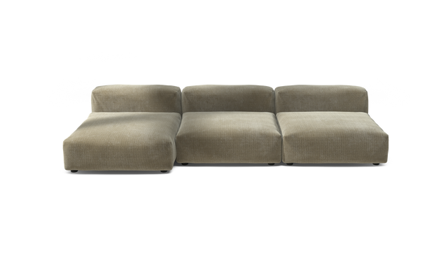 vetsak | Sofa Set 04 - Cord Velour - Khaki | Modular Sofa | 5 Seater | Big Sofa