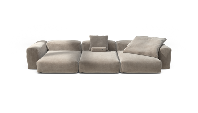 vetsak | Sofa Set 05 - Cord Velour - Platinum | Modular Sofa | 5 Seater | Big Sofa | Corner Sofa
