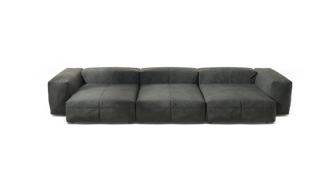 vetsak | Sofa Set 05 - Leather - Dark Grey | Modular Sofa | 5 Seater | Big Sofa | Corner Sofa