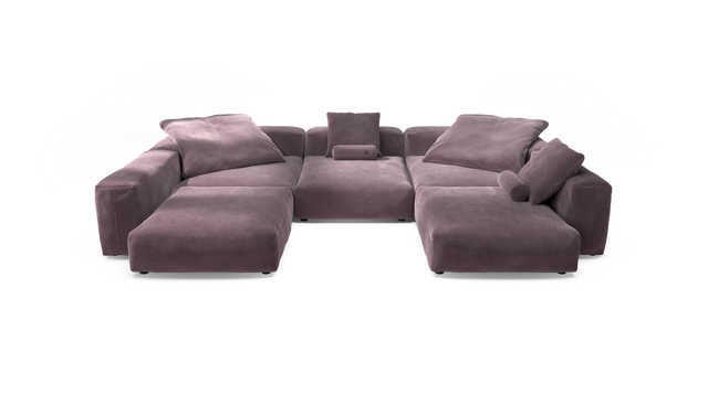 vetsak | Sofa Set 06 - Cord Velour - Blossom | Modular Sofa | 6.5 Seater | Big Sofa | U-Shape | Corner Sofa