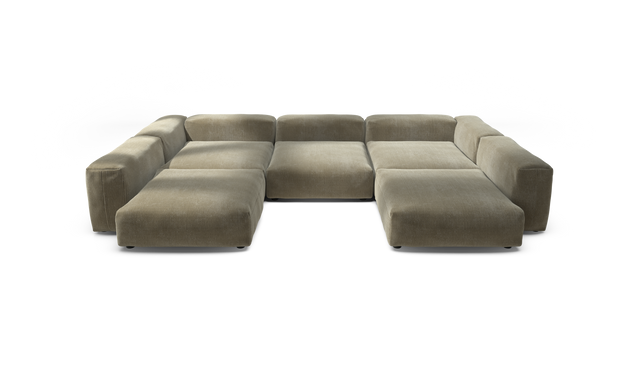 vetsak | Sofa Set 06 - Cord Velour - Khaki | Modular Sofa | 6.5 Seater | Big Sofa | U-Shape | Corner Sofa