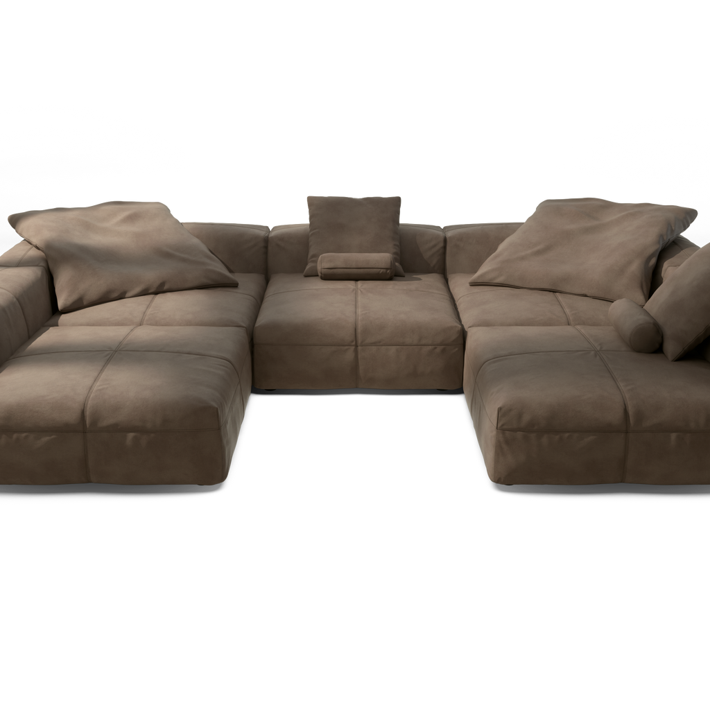 vetsak | Sofa Set 06 - Leather - Cacao | Modular Sofa | 6.5 Seater