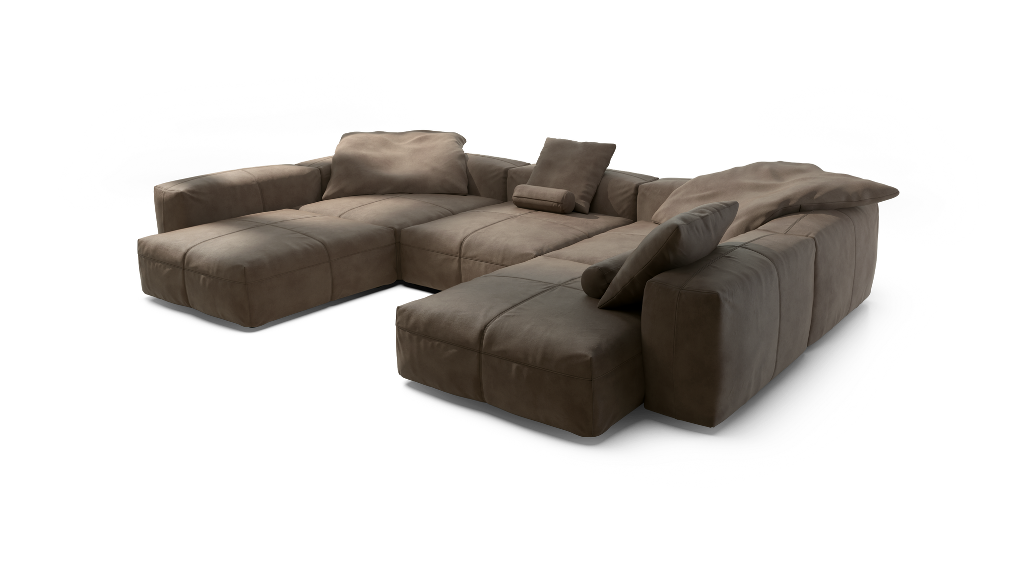 vetsak | Sofa Set 06 - Leather - Cacao | Modular Sofa | 6.5 Seater