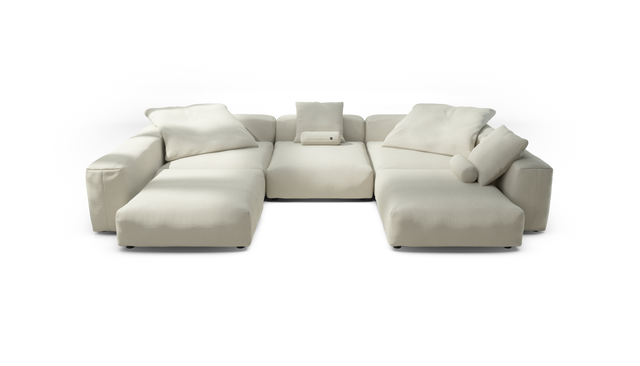 vetsak | Sofa Set 06 - Pique - Creme | Modular Sofa | 6.5 Seater | Big Sofa | U-Shape | Corner Sofa