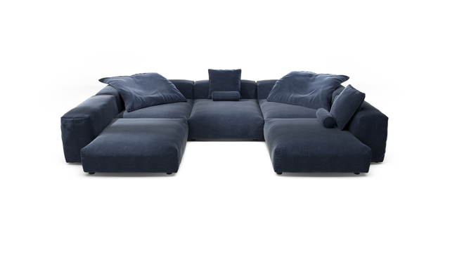 vetsak | Sofa Set 06 - Suave - Navy | Modular Sofa | 6.5 Seater | Big Sofa | U-Shape | Corner Sofa