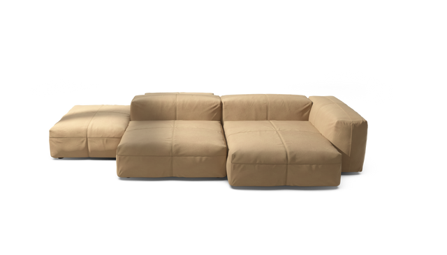 vetsak | Sofa Set 09 - The Island - Leather - Beige | Modular Sofa | 7 Seater | Sofa Island