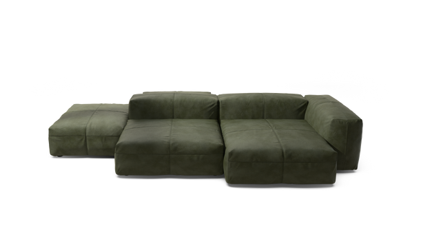 vetsak | Sofa Set 09 - The Island - Leather - Olive | Modular Sofa | 7 Seater | Sofa Island