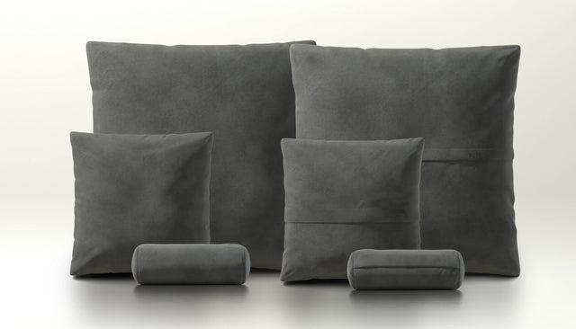 pillow set 3 - leather - dark grey