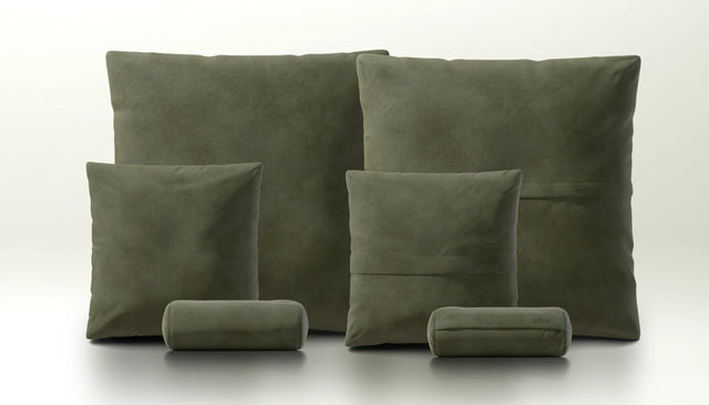 pillow set 3 - leather - olive