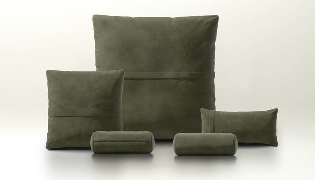 pillow set 4 - leather - olive