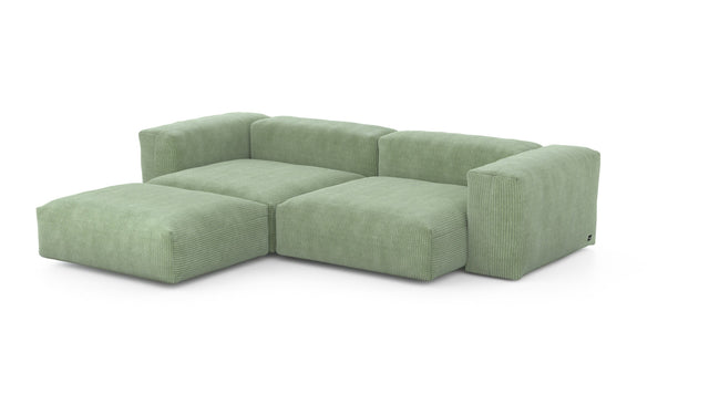 Preset three module chaise sofa - cord velours - duck egg - 272cm x 220cm