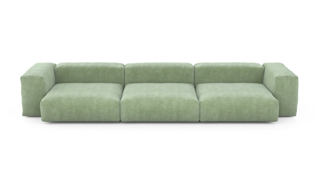 Preset three module sofa - cord velours - duck egg - 377cm x 136cm