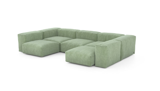 Preset u-shape sofa - cord velours - duck egg - 314cm x 199cm