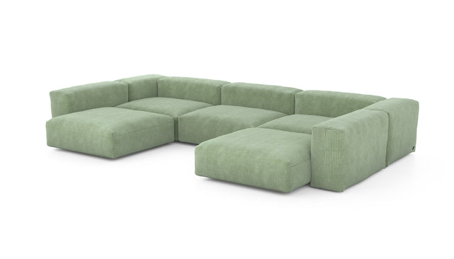 Preset u-shape sofa - cord velours - duck egg - 377cm x 220cm