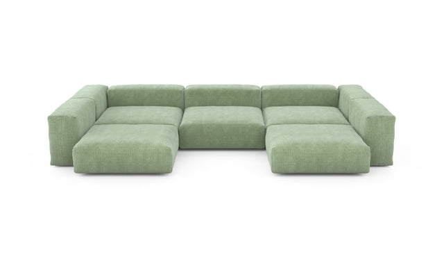 Preset u-shape sofa - cord velours - duck egg - 377cm x 241cm