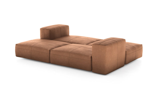 double lounger - leather - brown - 241cm x 168cm