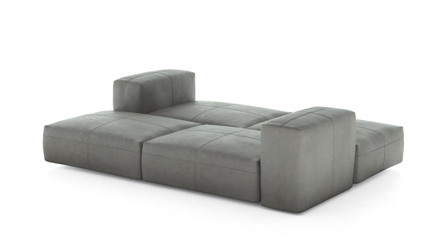 double lounger - leather - light grey - 241cm x 168cm