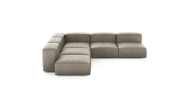 Preset five module corner sofa - leather - beige - 283cm x 283cm