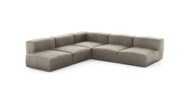 Preset five module corner sofa - leather - beige - 283cm x 283cm