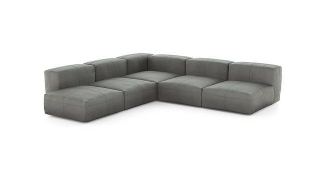 Preset five module corner sofa - leather - light grey - 283cm x 283cm