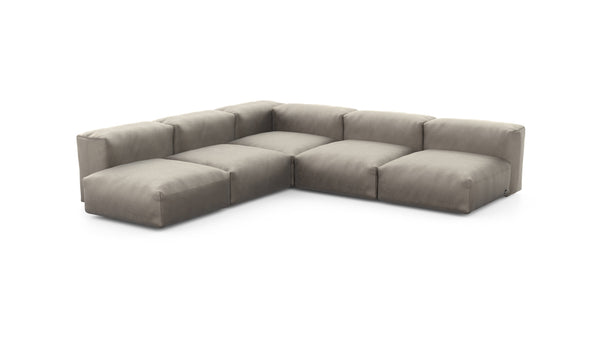 Preset five module corner sofa - velvet - stone - 283cm x 283cm