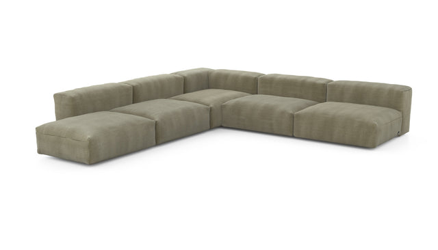 Preset five module corner sofa - cord velours - khaki - 325cm x 325cm