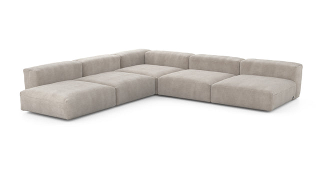 Preset five module corner sofa - cord velours - platinum - 346cm x 346cm