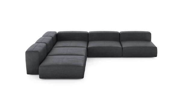 Preset five module corner sofa - leather - dark grey - 346cm x 346cm