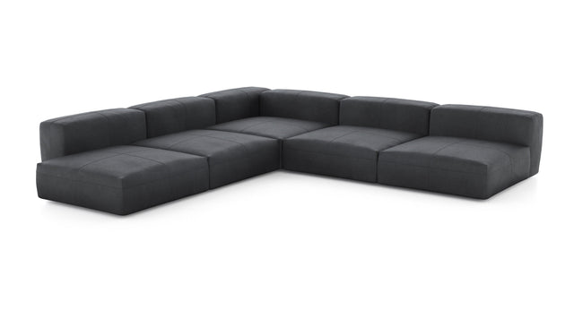 Preset five module corner sofa - leather - dark grey - 346cm x 346cm