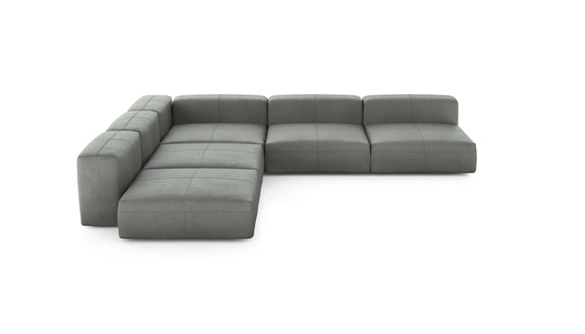 Preset five module corner sofa - leather - light grey - 346cm x 346cm